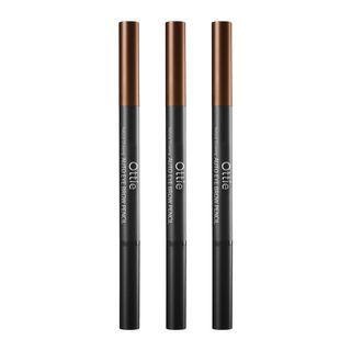Ottie - Natural Drawing Auto Eye Brow Pencil Set - 5 Colors #04 Warm Brown