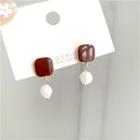 Glaze Square Freshwater Pearl Dangle Earring