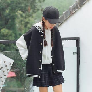 Color Block Baseball Jacket / Set: Color Block Baseball Jacket + Hoodie
