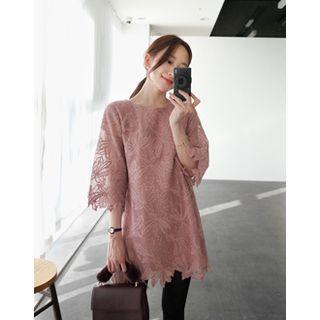 3/4-sleeve Laced Minidress