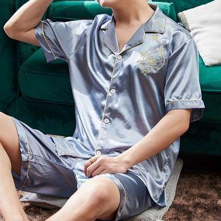 Loungewear Set : Short-sleeve Print Shirt & Shorts