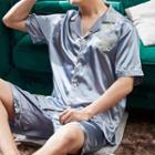 Loungewear Set : Short-sleeve Print Shirt & Shorts