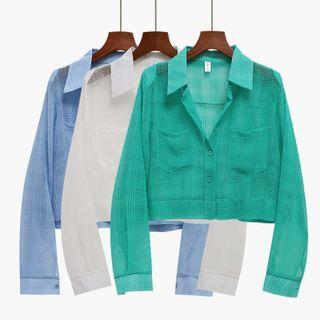 Plain Plaid Button-up Cropped Shirt
