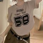 Short-sleeve Numbering T-shirt Almond - One Size