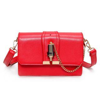 Faux-leather Lipstick Flap Cross Bag