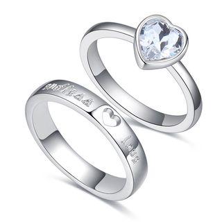 Swarovski Elements Heart Couple Ring
