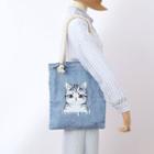 Cat Print Denim Tote Bag