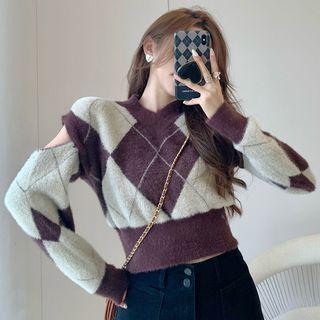 Argyle Cutout Sweater