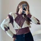 Argyle Cutout Sweater