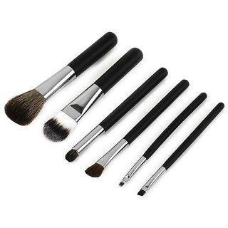 Set Of 6: Makeup Brush 6 Pcs - Black & Silver - One Size