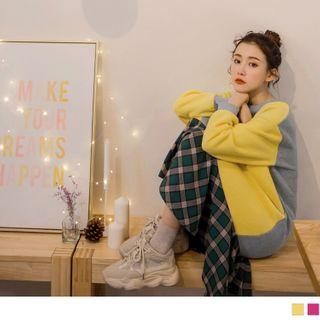 Plaid Panel Color Block A-line Dress