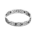 Fashion And Simple Six-character Proverb Geometric 316l Stainless Steel Bracelet 10mm Silver - One Size