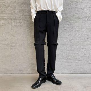Plain Shirred Straight Leg Pants