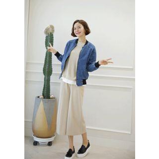 Bird-applique Denim Flight Jacket