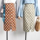 Slit Polka Dot Pencil Skirt