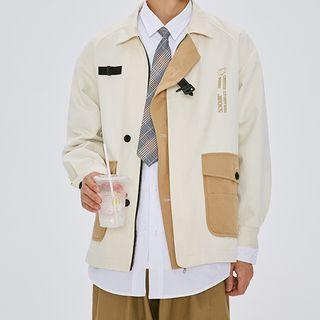 Contrast Pocket Lettering Cargo Jacket