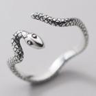 925 Sterling Silver Snake Open Ring 1pc - Silver - One Size