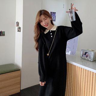 Collared Slim-fit Knit Dress