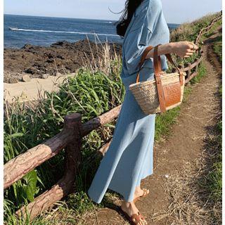 Set: Drop-shoulder Knit Top + Maxi Skirt