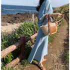 Set: Drop-shoulder Knit Top + Maxi Skirt