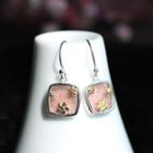 925 Sterling Silver Strawberry Quartz Square Dangle Earring As Shown In Figure - One Size