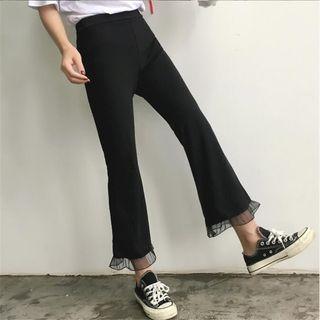 Mesh Panel Cropped Boot-cut Pants