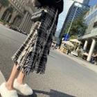 Fringed Tweed Midi Skirt / Cropped Sweater