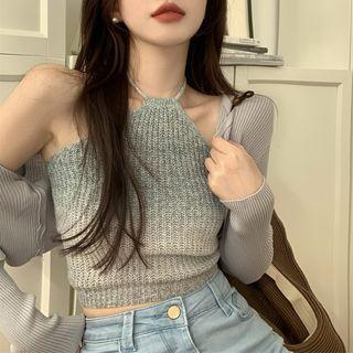 Halter Knit Camisole Top / Cardigan