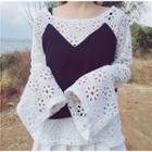 Mock Two Piece Lace Panel Blouse