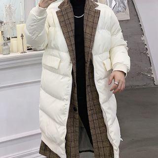 Mock Two-piece Padded Zip-up Midi Coat
