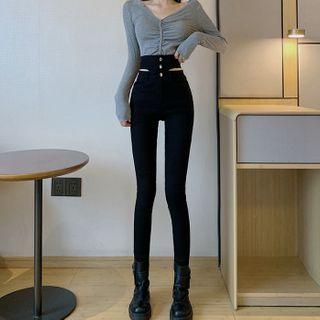 Cut-out High-waist Skinny Pants