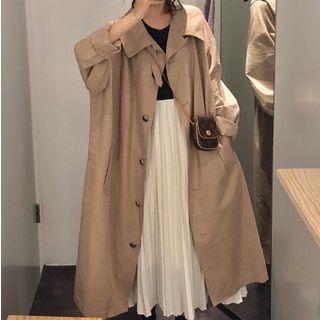Single-breasted Plain Long Coat
