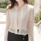 Open-front Cropped Lace Cardigan