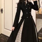 Double Breasted Lace Panel Coat