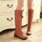Chunky Heel Lace Up Tall Boots