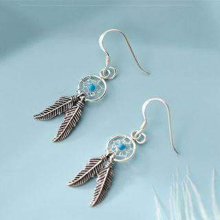 Dream Catcher Sterling Silver Dangle Earring