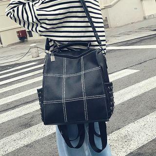 Plaid Faux Leather Backpack