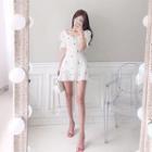 Floral Embroidered Eyelet-lace Minidress Ivory - One Size