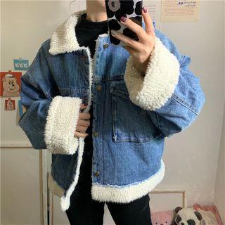 Fleece Trim Denim Jacket
