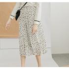 Dotted A-line Chiffon Skirt Light Gray - One Size
