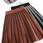 Striped Mini A-line Knit Skirt