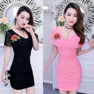 Rose Embroidered Bodycon Dress