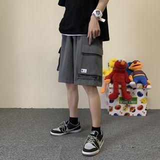 Plain Straight Leg Cargo Shorts