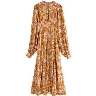 Floral Cutout-back Maxi A-line Dress