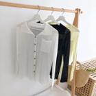 See-through Long-sleeve Lightweight Knit Shirt
