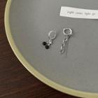 Cherry Asymmetrical Alloy Dangle Earring 1 Pair - Silver & Black - One Size
