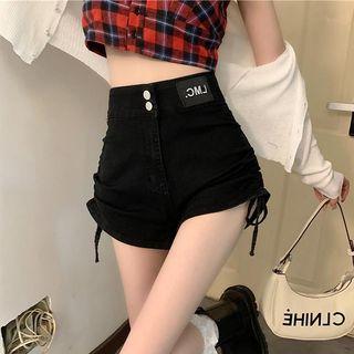 Applique Drawstring Denim Hot Pants