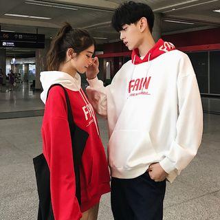 Couple Matching Color-block Hooded Pullover