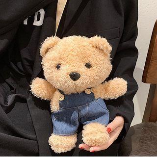 Bear Fleece Crossbody Bag Coffee - One Size
