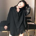 Slit Back Shirt With Cord Black - One Size